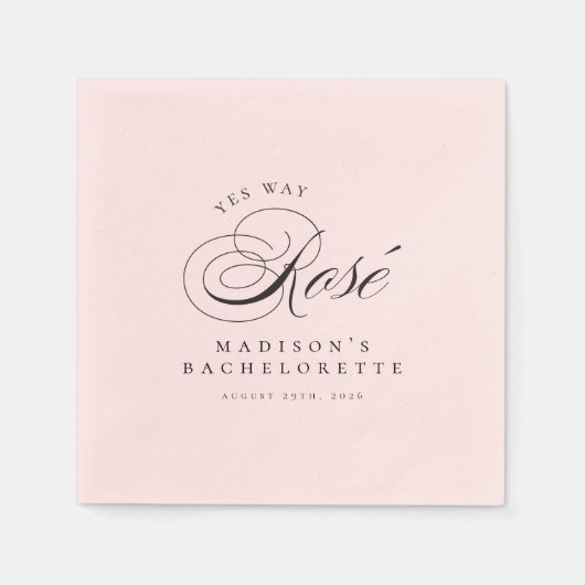 Grappig Fancy Ja Way Rosé Wijn Bachelorette Servet (Voorkant)