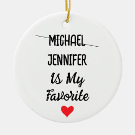 Grappig favoriet kind met gepersonaliseerde 2 name keramisch ornament