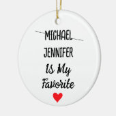 Grappig favoriet kind met gepersonaliseerde 2 name keramisch ornament (Links)