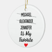 Grappig favoriet kind met gepersonaliseerde 3 name keramisch ornament (Links)