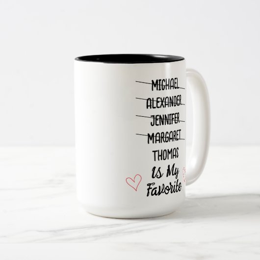 Grappig Favoriete Kind Mok met 5 Namen Custom Gift (Voorkant rechts)