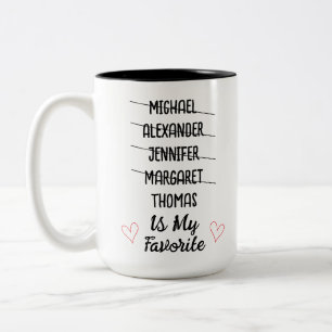 Grappig Favoriete Kind Mok met 5 Namen Custom Gift