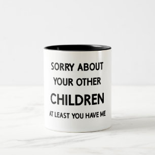 Grappig favoriete kind sorry tegenover andere broe tweekleurige koffiemok