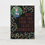 Grappig favoriete kleinkind met kerstlichten feestdagen kaart (Voorkant)