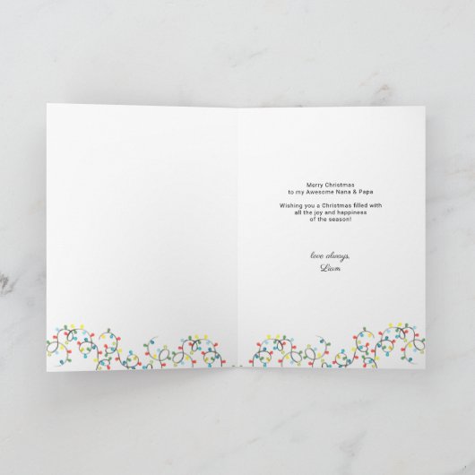 Grappig favoriete kleinkind met kerstlichten feestdagen kaart (Binnen)