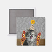 Grappig feest kat magneet (Voorkant / Achterkant)