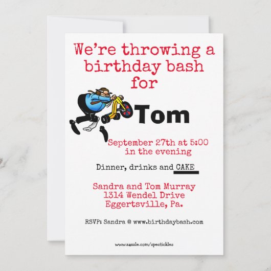 Grappig feest voor hem kaart (Achterkant)