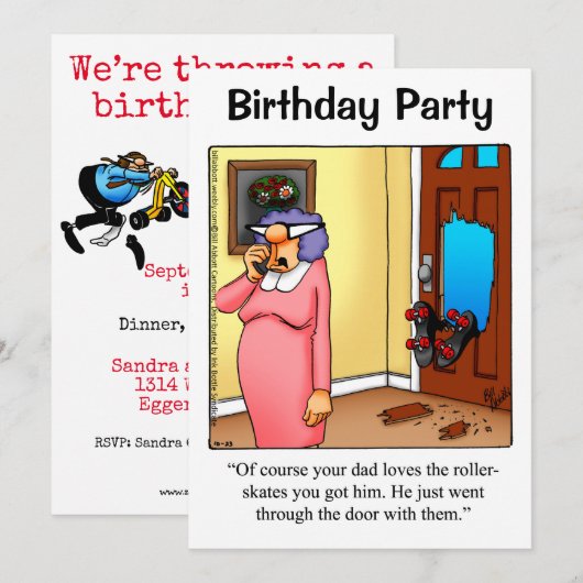 Grappig feest voor hem kaart (Voorkant / Achterkant)