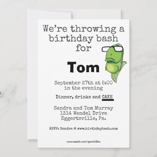 Grappig feest voor hem kaart (Achterkant)