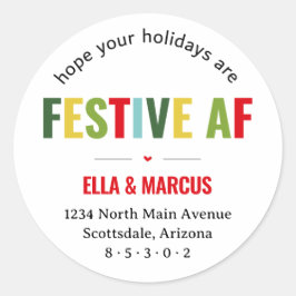 Grappig feestelijk AF Kerst retouradres Ronde Sticker