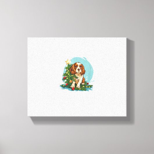 Grappig Feestelijk Hondenkostuum met versierde Ker Canvas Afdruk (Voorkant)