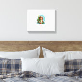 Grappig Feestelijk Hondenkostuum met versierde Ker Canvas Afdruk (Insitu (Slaapkamer))