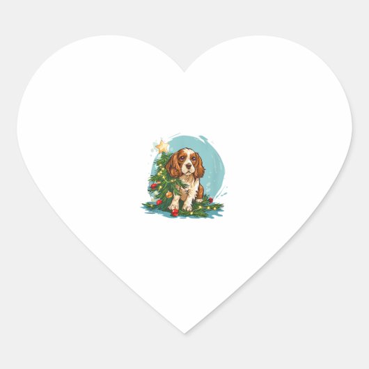 Grappig Feestelijk Hondenkostuum met versierde Ker Hart Sticker (Voorkant)
