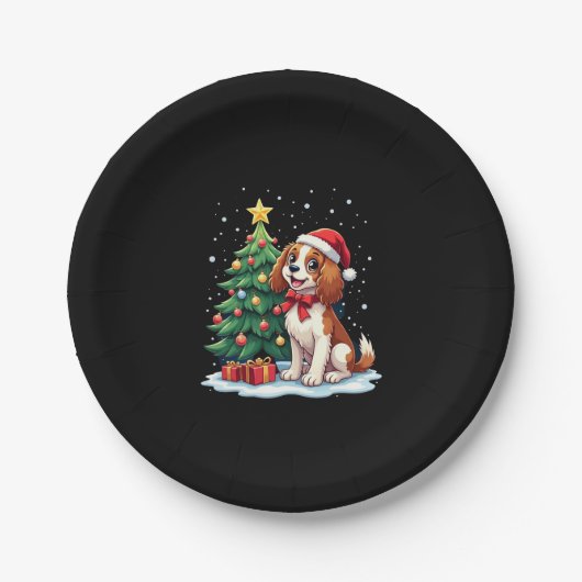 Grappig Feestelijk Hondenkostuum met versierde Ker Papieren Bordje (Voorkant)