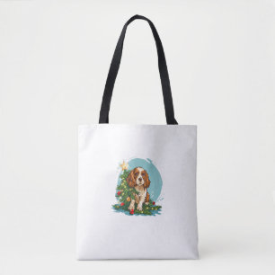 Grappig Feestelijk Hondenkostuum met versierde Ker Tote Bag