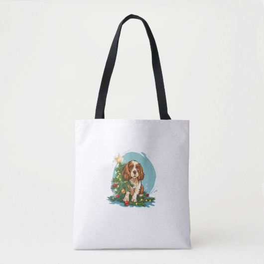Grappig Feestelijk Hondenkostuum met versierde Ker Tote Bag (Voorkant)