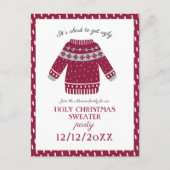 Grappig feestelijk kerst trui Drinken feest Uitnodiging Briefkaart (Voorkant)