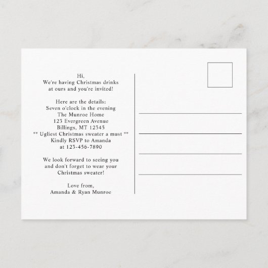 Grappig feestelijk kerst trui Drinken feest Uitnodiging Briefkaart (Achterkant)