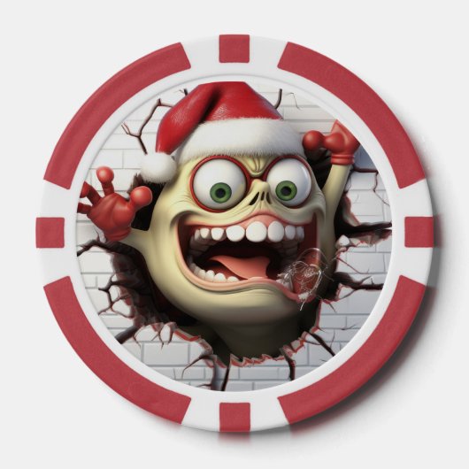 Grappig feestelijk Kerstmis 3dee monster Poker Chips (Voorkant)