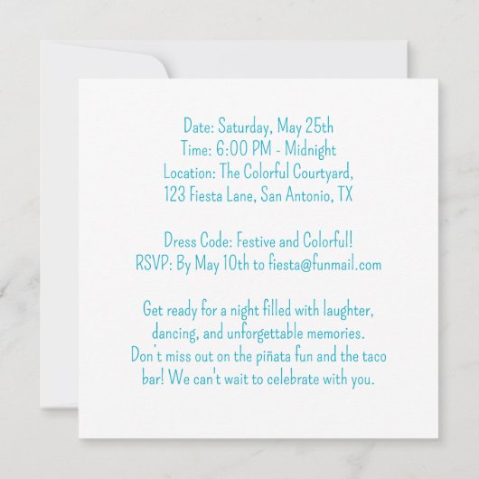 Grappig Feestelijk Leuk Fiesta Piñata Kleurrijke P Kaart (Achterkant)