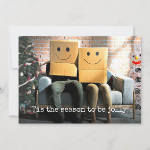 Grappig Feestelijk Paar met Kerstmis Feestdagenkaart