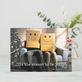 Grappig feestelijk stel met Kerstmis Feestdagenkaart (Staand voorkant)