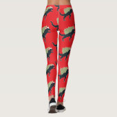 Grappig Feestelijke Dino Kerstmis Leggings (Achterkant)