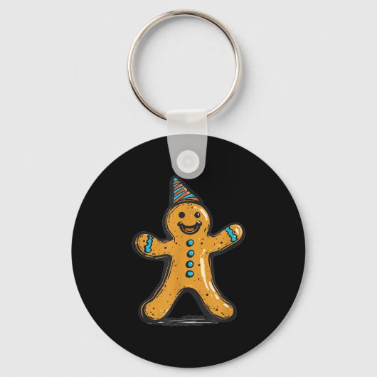 Grappig feesten peperkoek man met partij Pet koste Sleutelhanger (Voorkant)