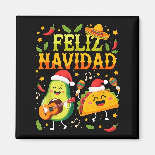 Grappig Feliz Navidad Avocado Tacos Mexicaans Kers Magneet (Voorkant)