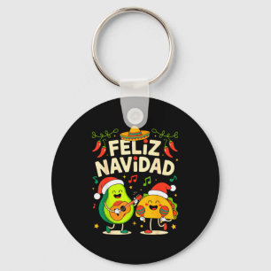 Grappig Feliz Navidad Avocado Tacos Mexicaans Kers Sleutelhanger