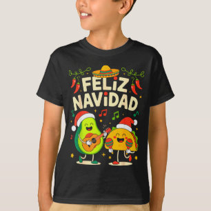 Grappig Feliz Navidad Avocado Tacos Mexicaans Kers T-shirt