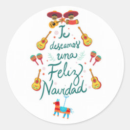 Grappig feliz navidad ronde sticker
