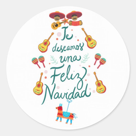 Grappig feliz navidad ronde sticker (Voorkant)
