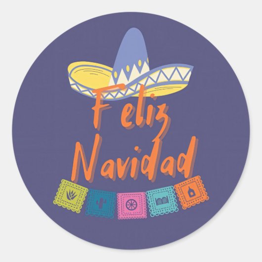 Grappig feliz navidad ronde sticker (Voorkant)