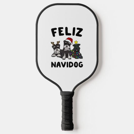 Grappig Feliz Navidog Miniatuur Schnauzer hondenli Pickleball Paddle (Voorkant)
