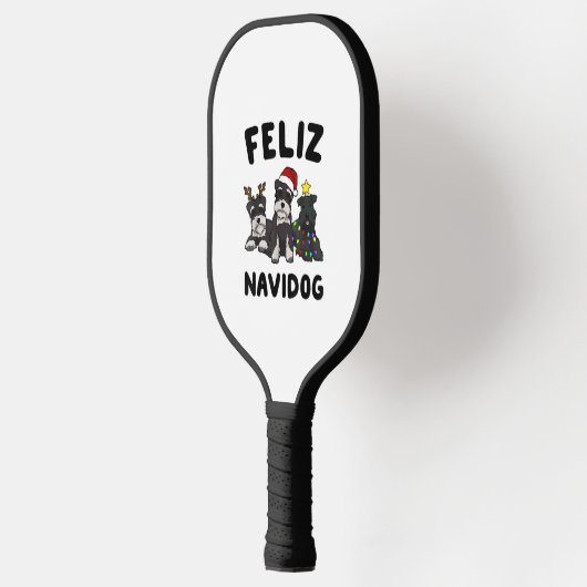 Grappig Feliz Navidog Miniatuur Schnauzer hondenli Pickleball Paddle (Links)