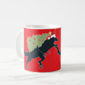 Grappig Festief Dino Kerstmis Koffiemok (Voorkant links)