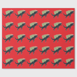 Grappig Festieve Dino Kerstmis Cadeaupapier