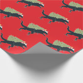 Grappig Festieve Dino Kerstmis Cadeaupapier (Hoek)
