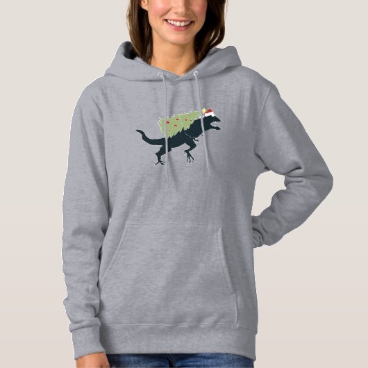 Grappig Festieve Dino Kerstmis Hoodie (Voorkant)