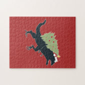 Grappig Festieve Dino Kerstmis Legpuzzel (Horizontaal)
