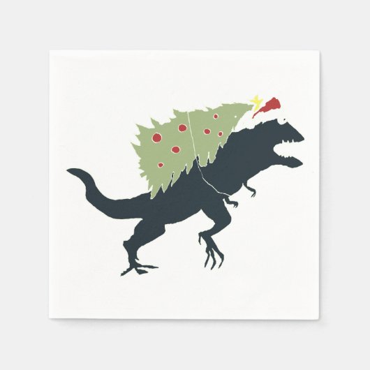 Grappig Festieve Dino Kerstmis Servet (Voorkant)