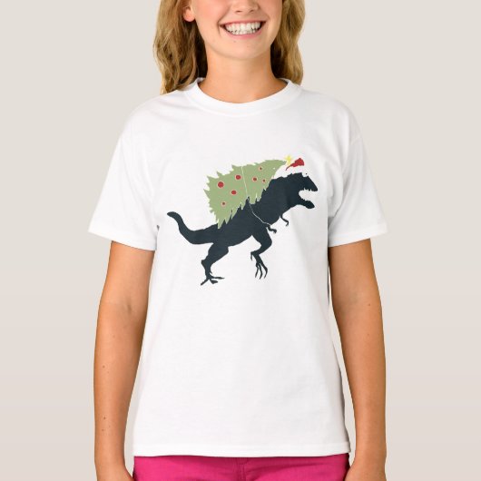 Grappig Festieve Dino Kerstmis T-shirt (Voorkant)
