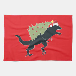 Grappig Festieve Dino Kerstmis Theedoek