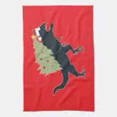Grappig Festieve Dino Kerstmis Theedoek (Verticaal)