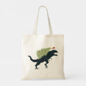Grappig Festieve Dino Kerstmis Tote Bag (Achterkant)
