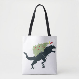 Grappig Festieve Dino Kerstmis Tote Bag