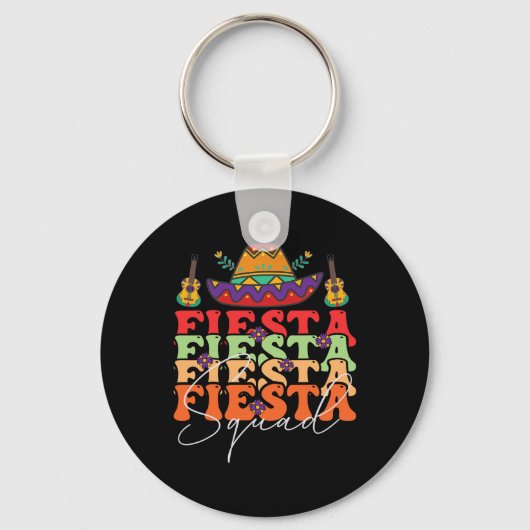 Grappig Fiesta Squad Cinco De Mayo Mexicaanse Part Sleutelhanger (Voorkant)