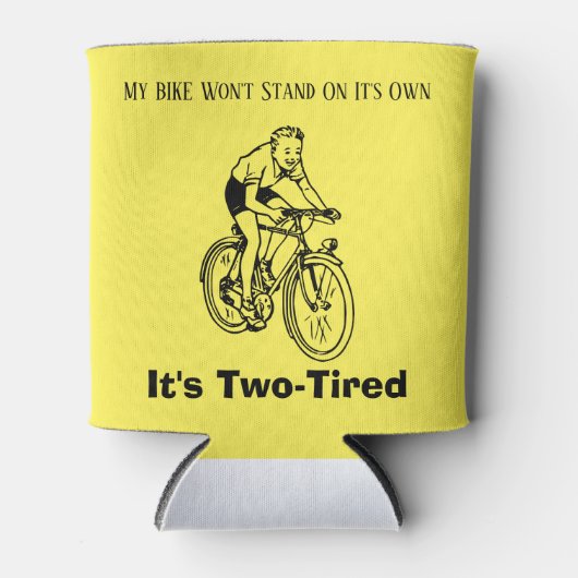 GRAPPIG! Fiets kan niet staan - tweevermoeid Blikjeskoeler (Voorkant)