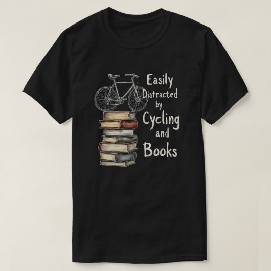 Grappig Fietsen en boeken Liefhebber Quote T-shirt (Design voorkant)